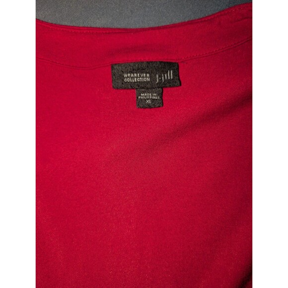 J Jill Cardigan Women’s XL Wearever Pleated Peplum Red Jacket Travel Modern - Picture 6 of 10